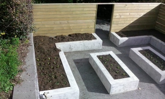 A sleek modern version of a raised bed vege garden