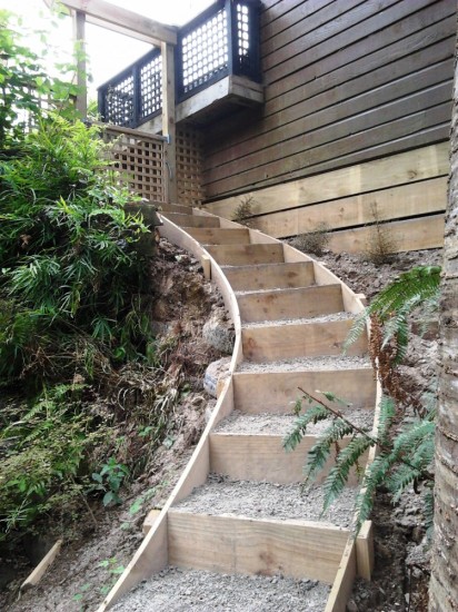 a flight of gully steps creates a new access to the native garden